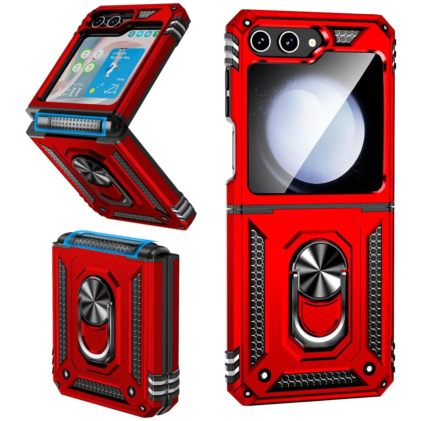 Samsung Galaxy Z Flip 7 2in1 Ring Stand Case Red